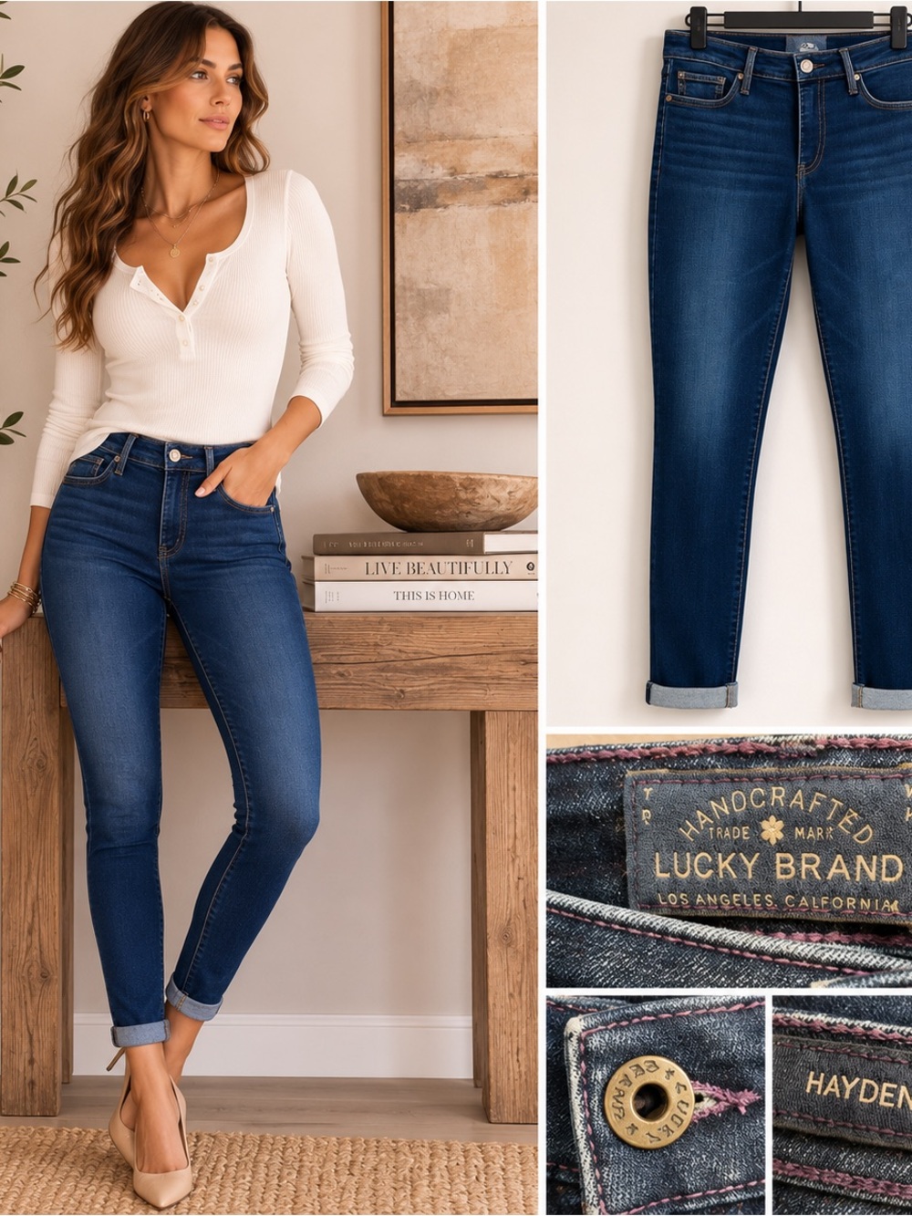 Lucky Brand Hayden Skinny Jeans Women 28 DarkWash Stretch Denim Mid Rise Classic